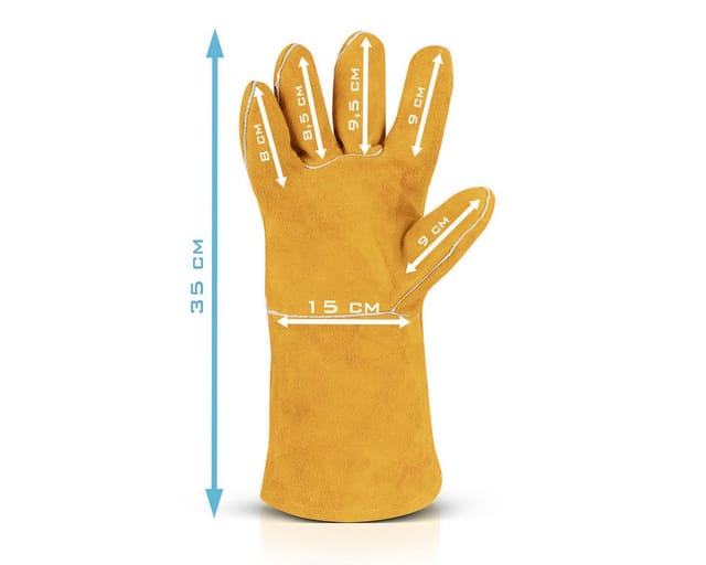 STAHLWERK Schweißer Handschuhe aus hitzebeständigem und robustem Echtleder