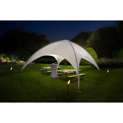 Leco Kuppelzelt / Pavillon mit vollverzinktem Stahlrohrgestell, Grau / Weiß, 5 x 5 m