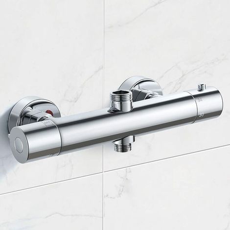 Thermostatische Duscharmatur Aus Messing – Chrom-finish – Verbrühungsschutz Bis 38 °c – Anschlüsse G3/4" Und G1/2