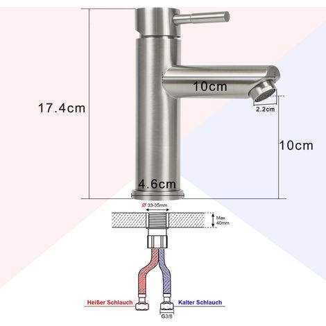 Aiducho Silberne Waschtischarmatur, Waschtischmischer, Hochwertige Edelstahl-waschtischmischer, Waschtischmischer Mit Warm- Und Kaltwasserregelung