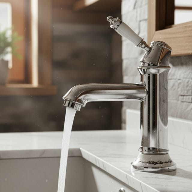 PaulGurkes Nostalgie Wasserhahn Einhandmischer Retro Waschtischbatterie Glänzend