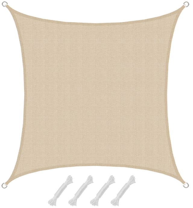 AMANKA HDPE Sonnensegel - 3 x 3m Quadratisch Beige