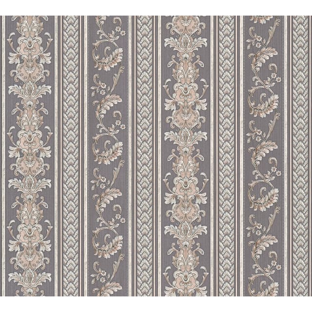 Bricoflor Barock Vliestapete mit Vinyl Abwaschbare Tapete mit Ornamenten Streifen in Silber Grau Elegante Vlies Barocktapete Gestreift für Esszimmer