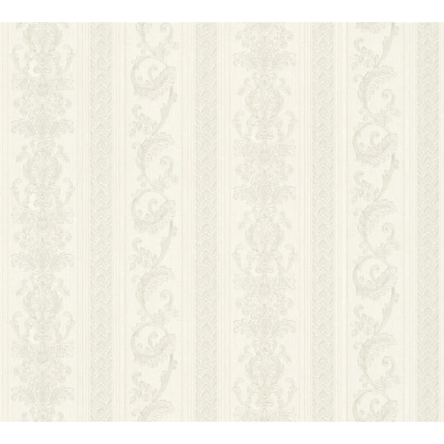 Bricoflor Landhaus Tapete Elegant Barock Vliestapete mit Streifen in Creme Weiß Nostalgische Wandtapete mit Ornament aus Vinyl für Schlafzimmer
