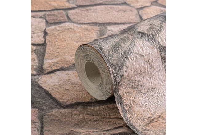 Bricoflor 3D Steintapete in Mauer Optik Naturstein Tapete in Beige und Grau Papiertapete in Steinoptik Ideal für Wohnzimmer und Flur