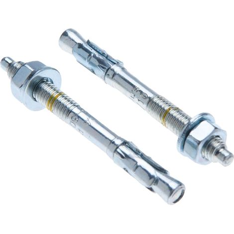 M10 Betonanker 10 Mm X 60 Mm Durchgangsschraube Für 10 Mm Befestigung, Gewindeschaftschraube, Verzinkter Keilanker Mit Unterlegscheibe, Mutter, Tiefenmarkierung Und Spreizkegel, 6er-packung