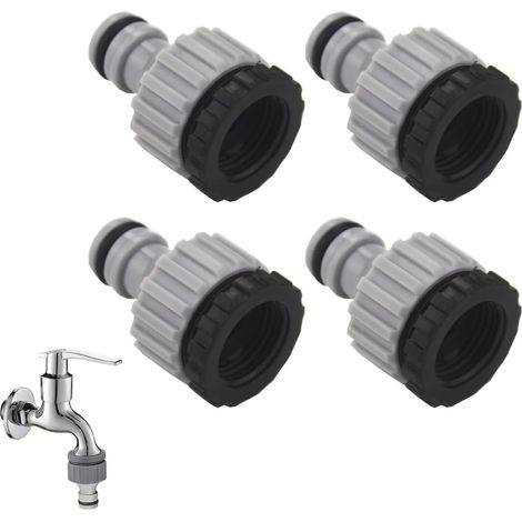 4-teiliger 2-in-1-wasserhahnverbinder, Gartenschlauchverbinder, Gartenschlauch-endkappe, Wasserhahnadapter (schwarz)