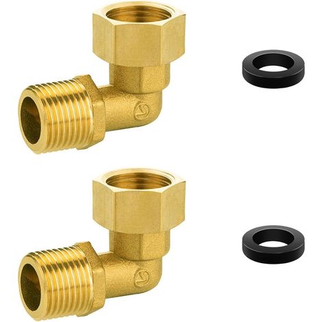 2-teiliges Messing-mobilfitting, 90°-messingwinkel G1/2" Ig/ag, Innen- Und Außengewindewinkel Mit Unterlegscheiben, Mit 360° Drehbarer Mutter, Für Rohrentwässerung