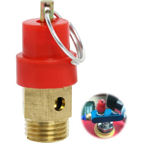 Sicherheitsventil Für Luftkompressoren Mit Druckbegrenzer, G1/4-außengewinde, 115 Psi Druckeinstellung, Rote Kappe, Kompressor-luftdruckventil, 1 Stück