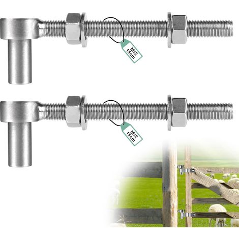 2 Stück Verstellbare Schraubbänder M12 X 150 Mm, J-bolzen-scharniere Aus Edelstahl 304, Torbeschläge Für Hoftore, Gartentore, Holztore, Eingänge Mit Mutter