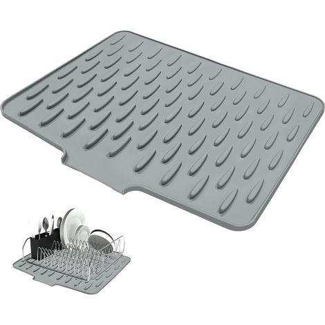 Abtropfmatte Für Geschirr 40 X 32 Cm, Silikon-abtropfmatte, Silikon-spülbecken-organizer, Rutschfeste Wasserrinne, Geeignet Für Küchenarbeitsplatten Und Spülbecken (grau)