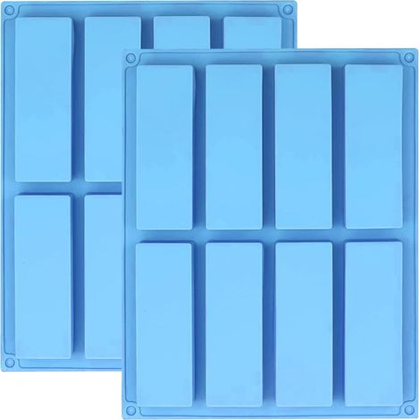 2-teilige Müsliriegelform, Rechteckige Silikonform Mit 8 Mulden Für Seifen, Energieriegel, Granola, Schokolade, Kuchen, Brot, Backwaren, Rosa, Blau
