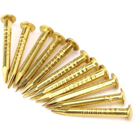 Messingnägel, 100 Stück, Goldfarbene Messing-wandnägel Mit Rundem Kopf, 10 Mm/15 Mm/18 Mm/22 Mm, Für Holz, Zum Aufhängen Eines Spiegels Oder Bilderrahmen (15 Mm Lang)