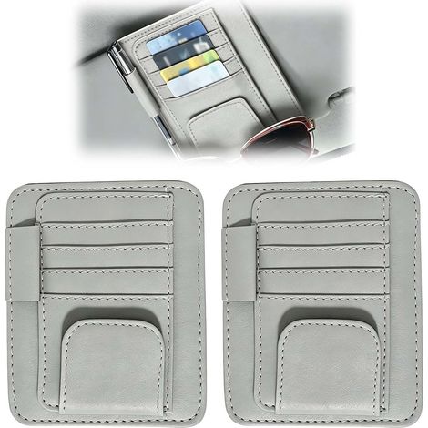 2er-set Auto-sonnenblenden-organizer, Multifunktionale Aufbewahrungsclips Aus Pu-leder, Organizer Für Sonnenbrillen, Karten Und Accessoires, Aufbewahrung Für Sonnenblende Und Visier