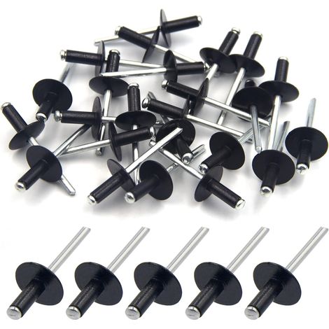 50 Stück Breitflügel-blindnieten Aus Aluminium, 4,8 Mm X 12 Mm, 50er-packung (schwarz)