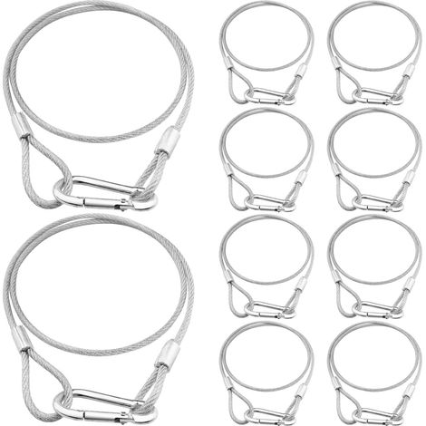 10er-pack Sicherheitsseile, Czgor 81,3 Cm Edelstahl-sicherheitsseil Mit Karabinerhaken Für Bühnenbeleuchtung, Fahrradschloss, Tragkraft 50 Kg