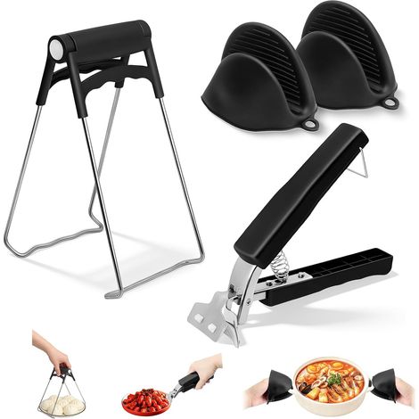 Set Mit 4 Küchenzangen Aus Silikon Und Edelstahl Für Heißluftfritteuse Und Backofen – Multifunktionale, Hitzebeständige Zangen Mit 2 Wärmeisolierenden Silikongriffen Und 2 Hitzebeständigen, Mikrowelle