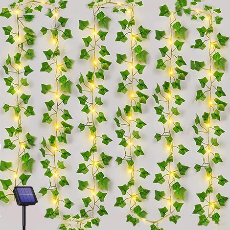 10 M Lange Solar-lichterkette Mit 100 Leds, Künstlichem Efeu-design, 8 Leuchtmodi, Wasserdicht, Für Gartenpartys Und Schlafzimmerdekoration [energieklasse