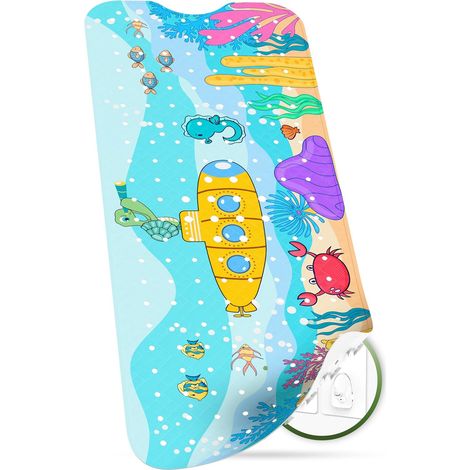 Rutschfeste Badematte Für Kinder, 100 X 40 Cm (unterwasser-design) – Bpa-freie, Rutschfeste Badematte Für Kinder Und Babys – Schimmelresistente Und Waschbare Duschmatte