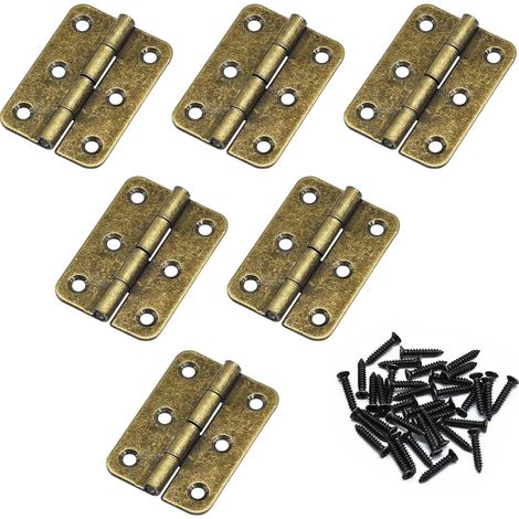 Set Mit 6 Retro-klapptürbändern, 5,1 Cm Dicke Holztürbänder Mit 38 Antiken Scharnierschrauben Für Beschläge, Schränke, Türen, Schubladen Usw. (antikbronze)