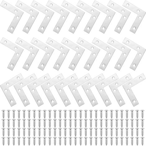 28 Stück 90°-flachwinkel 60x60 Mm Aus Edelstahl, Metall-eckverbinder Für Möbel, Tische, Stühle + Schrauben Inklusive