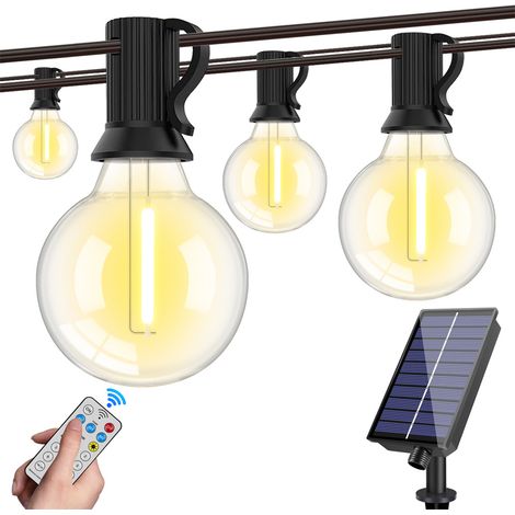 10 M Lange Solar-lichterkette – 15 G40-led-lampen, Ip65 Wasserdicht, Fernbedienung Mit Timer Und Dimmfunktion, Solar-lichterkette Für Den Außenbereich, Z. B. Für Terrasse Und Pavillon