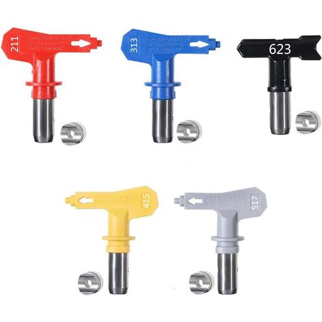 5-teiliges Airless-farbpistolen-düsenset, Reversible Airless-farbpistolendüse Für Hochdruck-farbpistolen (211, 313, 415, 517, 623)