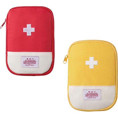 Mini-reiseapotheke, 2-teiliges Erste-hilfe-set Für Reisen, Zuhause Und Büro (rot, Gelb)