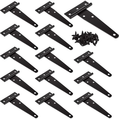 14 Stück 100 Mm/4 Zoll T-scharniere, Schwarze Hochleistungs-türscharniere, Robuste Edelstahl-türscharniere Mit Schrauben Für Türen, Fenster, Zäune, Gartenhäuser