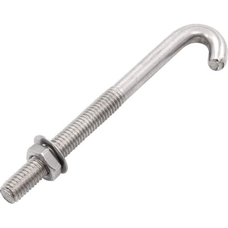 Satz Mit 25 J-bolzen Mit Mutter Und Unterlegscheibe M8x120 Mm Aus Edelstahl Zur Befestigung Von Doppelstab-gitterrosten, Zaunzubehör Und Toren