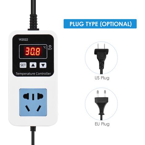 Elektronischer Temperaturregler (110–220 V, 10 A, 1500 W) Mit Intelligentem Digitaldisplay, Wandschalter Und Wasserdichtem Sensor