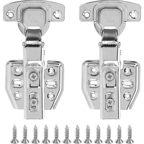 Edelstahl-scharniere Für Schränke, 2 Stück, 2,0 Mm Dick, Öffnungswinkel 105–110°, Geräuschloses Schließen, Für Küche, Bad, Eckschränke