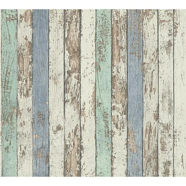 Bricoflor Holz Tapete Maritim Gestreift Shabby Chic Tapete in Weiß und Blau Vintage Vliestapete in Holzoptik für Schlafzimmer