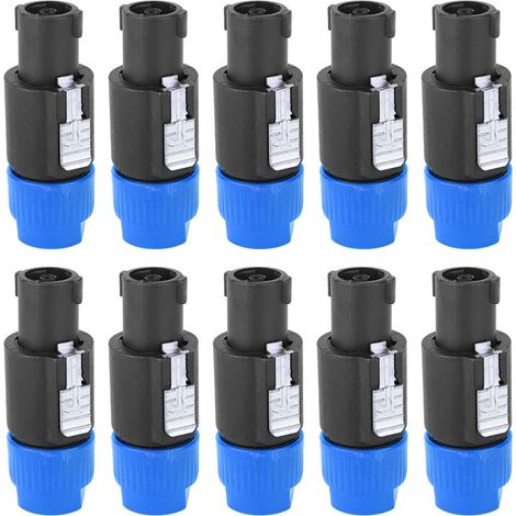 10 Stück C Nl4fc Audio-lautsprecherstecker, 4-poliger Wasserdichter Speakon-zündkerzenkabelstecker (blau)
