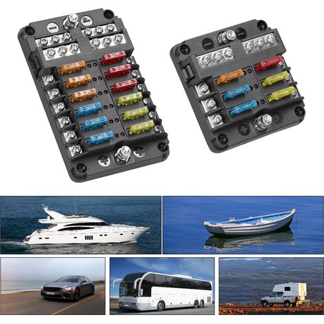 Sicherungskasten Mit Plus- Und Minuspolen, Transparenter Abdeckung, Sicherungshalter Mit Led-anzeige Für Auto, Boot, Umbau, 6-fach, 12-fach Optional