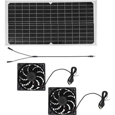 Solarbetriebenes Abluftventilator-set Mit 16-w-panel, 2 Hochgeschwindigkeits-lüftungsöffnungen, Bürstenlos, Gleichstrombetrieb, Für Gewächshaus, Hühnerstall, Dachboden, Schuppen