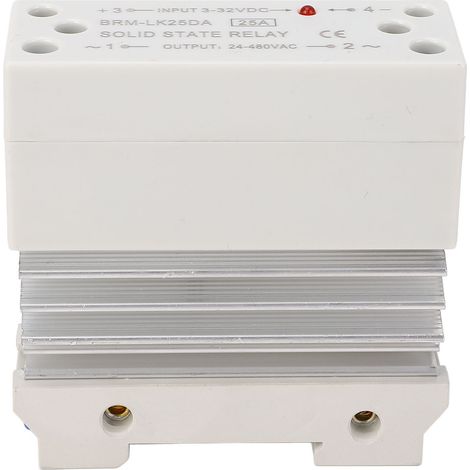 Einphasiges Dc/ac-ssr-modul (25 A), Hochempfindliches, Rauscharmes Halbleiterrelais Mit Kühlkörper Am Eingang, Ausgang: 3–32 V Dc Auf 24–480 V Ac