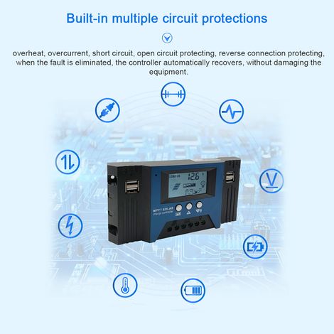 Mppt 30a 12/24v Solarladeregler, Autofokus-panel, Intelligenter Batterieregler Mit 4 Usb-ausgängen, Einstellbaren Parametern, Lcd-display, Timer-funktion