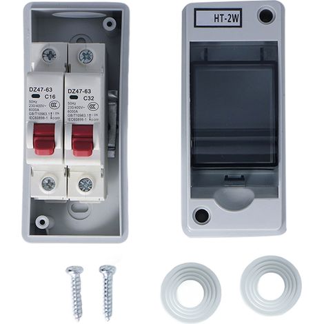 Wasserdichter Verteilerkasten Ip65, 2-fach, Flammhemmend, Mcb-gehäuse Typ C Für Den Außenbereich, 16 A 32 A
