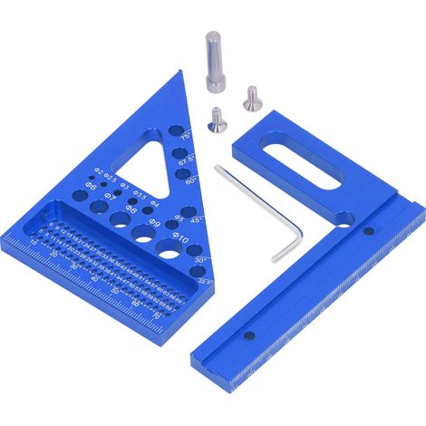 Winkelmesser Für Die Holzbearbeitung, Dreieckiger Gehrungslineal Aus Aluminiumlegierung, Blaues Mehrwinkel-messwerkzeug