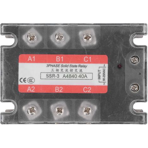 Dreiphasiges Halbleiterrelais, 40 A, Led-anzeige, Transparente Abdeckung, Wechselstrom Zu Ssr, Eingang 90–250 V, Ausgang 24–480 V