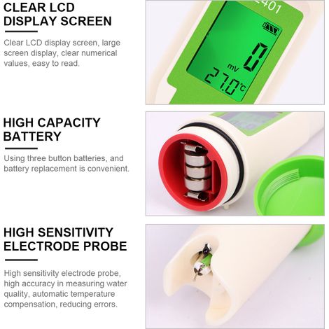 4-in-1 Chlor-teststift, Wassergehaltsmessung, Poolinstrument, Orp-h2-temperaturmessgerät