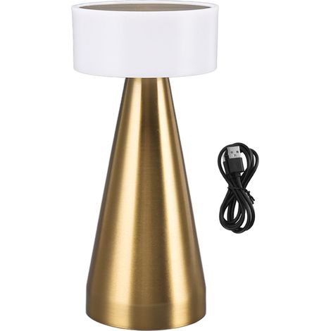 Tragbare Led-tischleuchte, 3 Farbtemperaturen, Stufenlose Dimmung, 1800-mah-akku, Nachttischlampe, Gold