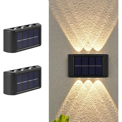 2-teilige Solar-wandleuchten, Nach Oben Und Unten Gerichtet, Wasserdichte Led-leuchten Für Den Innen- Und Außenbereich, Geeignet Für Garten, Terrasse, Garage Und Einfahrt
