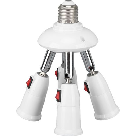 4-in-1-lichtverteilerfassung, E26/e27-glühbirne, Hitzebeständig, 360° Drehbar, 180° Biegbar, Mit Schalter, 85–265 V