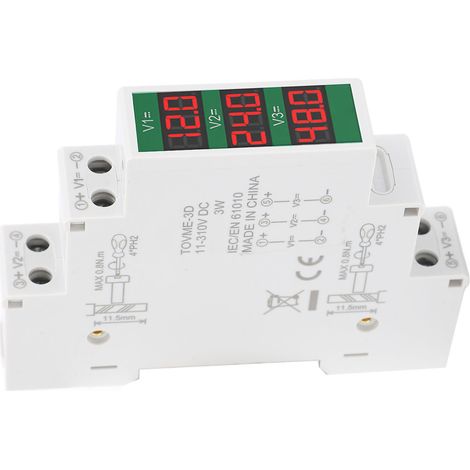 Din-schienen-voltmeter, 3-stellige Lcd-anzeige, Dreikanal-spannungsmesser Mit Isolierter Modulbauweise, Dc 11–310 V