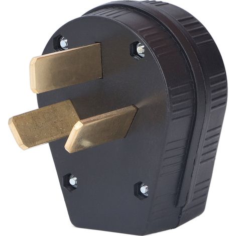 Industrieller 3-poliger Gerader Stecker, Messingkontakte, Männlicher Anschluss, Amerikanischer Standard 50 A 125 V/250 V