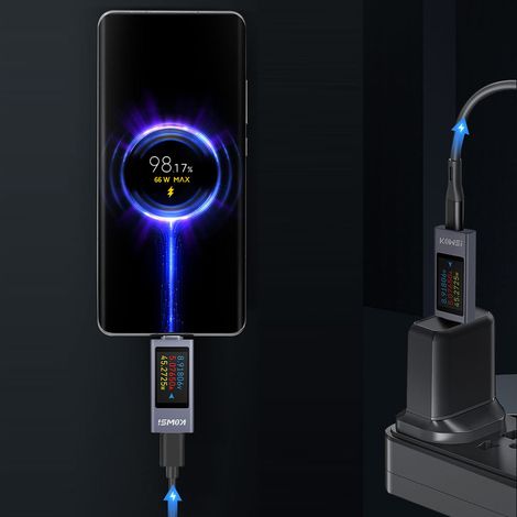 Typ-c-handyladegerät-tester, Pd-gleichstromvoltmeter, Gehäuse Aus Aluminiumlegierung, Leistungsmessgerät-ständer, Spannung 4–30 V, 0–12 A, Schnellladetest, Kompatibilität
