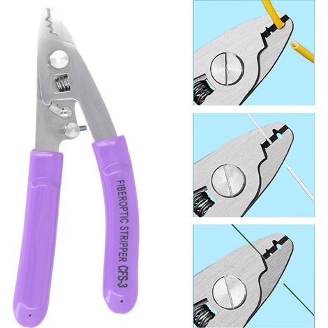 3-port-glasfaser-abisolierzange, Präzisions-schleifzange Mit Drei Löchern, Segmentdesign, Runde Abisolieröffnung, Die Abisolierleitung Beschädigt Den Kern Nicht