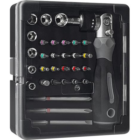 31-in-1-set Magnetischer Ratschenschlüssel Und Präzisionsschraubendreher Für Elektronik, Schwarz